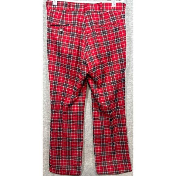 Vtg 70s Sears Kings Road Plaid Red‎ Trousers Pants 34x29  Mens - Picture 4 of 5